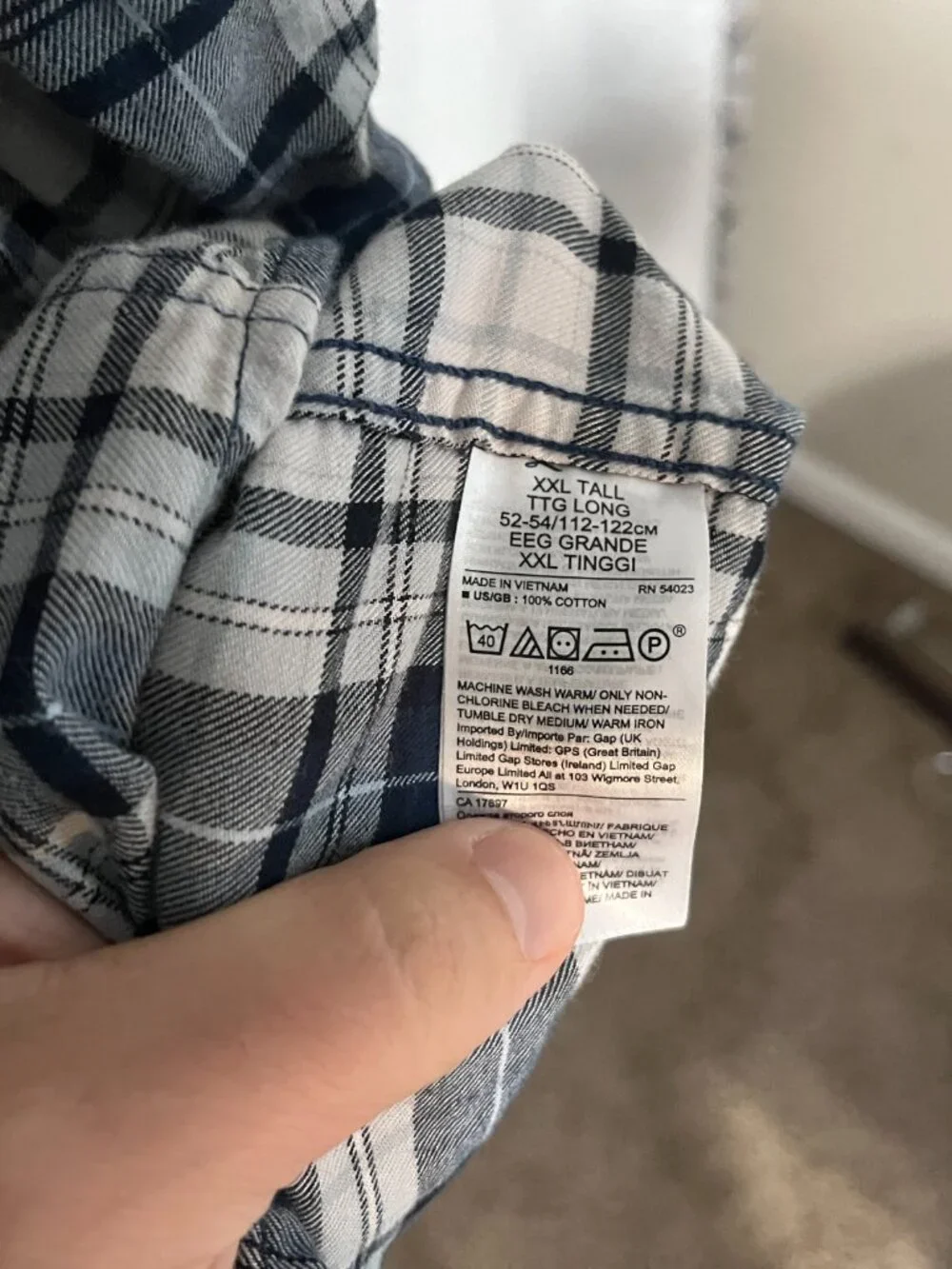 Banana Republic Men’s White Blue Gray Untucked Slim Fit Soft Flannel Shirt 2XLT